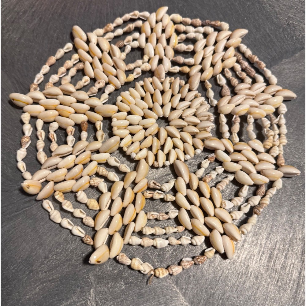 Vintage Handmade Cowrie Sea Shell Trivet Boho Coastal Wall Decor 8.5 Inch